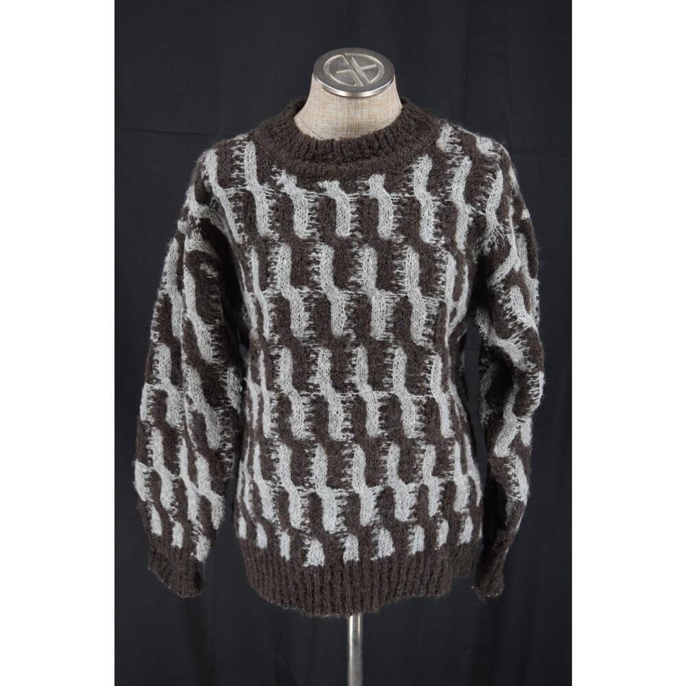 Araro Uomo Brown Gray Chunky Wool Sweater - Medium